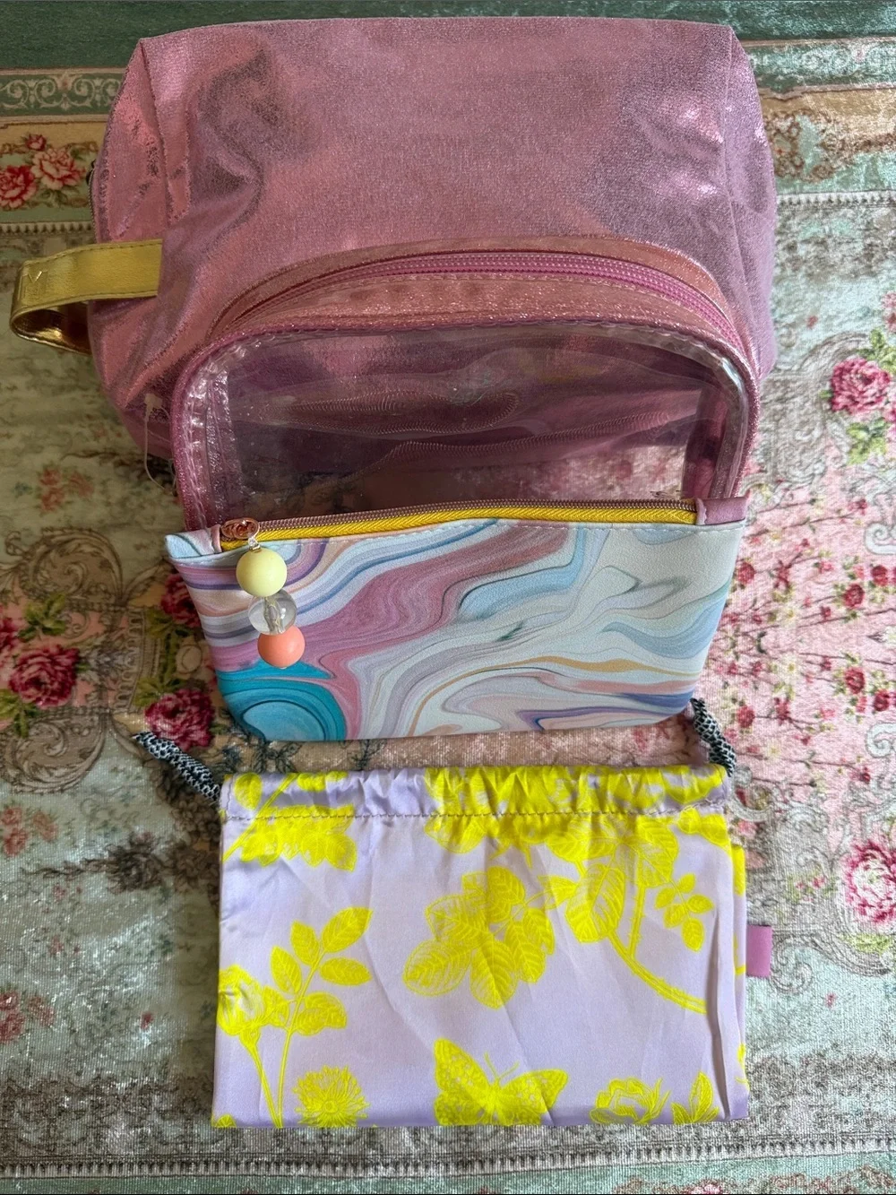 Ipsy,etc|Set of 4 Pink and Pastel Cosmetic Bags|New